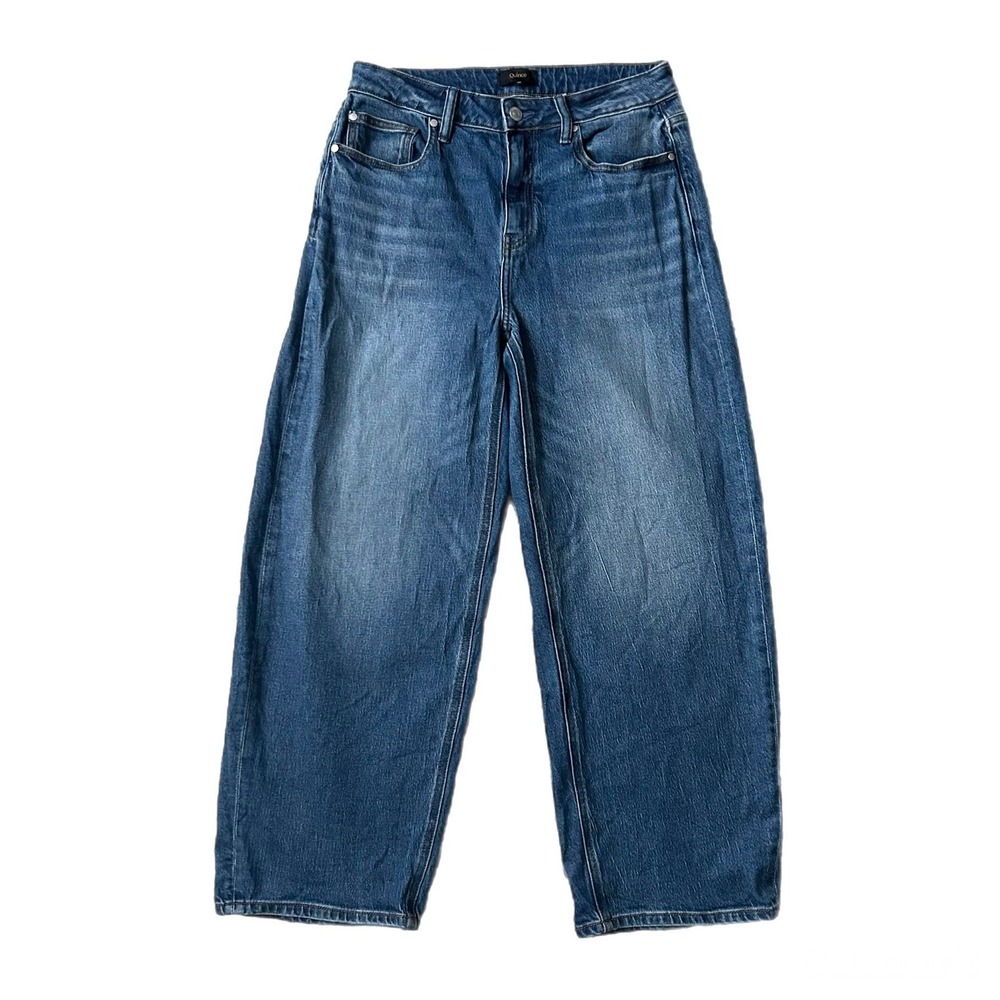 Quince Bella Stretch Barrel Jeans Atlantic Blue High Rise Wide Leg Size 30 - Picture 2 of 8